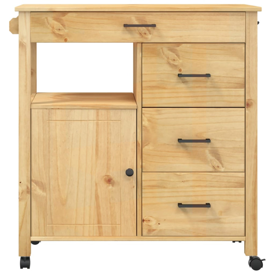 Keukentrolley Monza 84X40X90 Cm Massief Grenenhout Bruin
