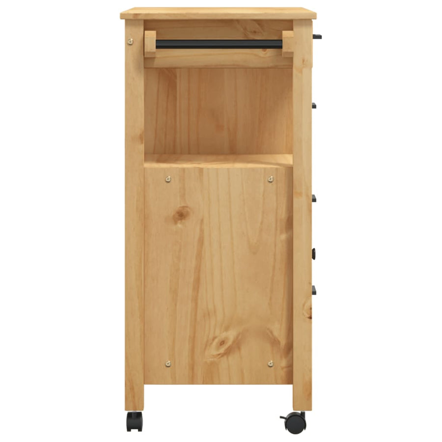 Keukentrolley Monza 84X40X90 Cm Massief Grenenhout Bruin