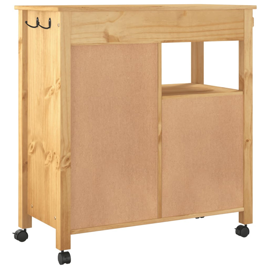 Keukentrolley Monza 84X40X90 Cm Massief Grenenhout Bruin