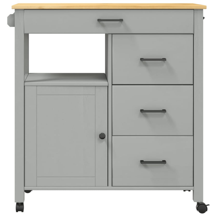 Keukentrolley Monza 84X40X90 Cm Massief Grenenhout Grijs