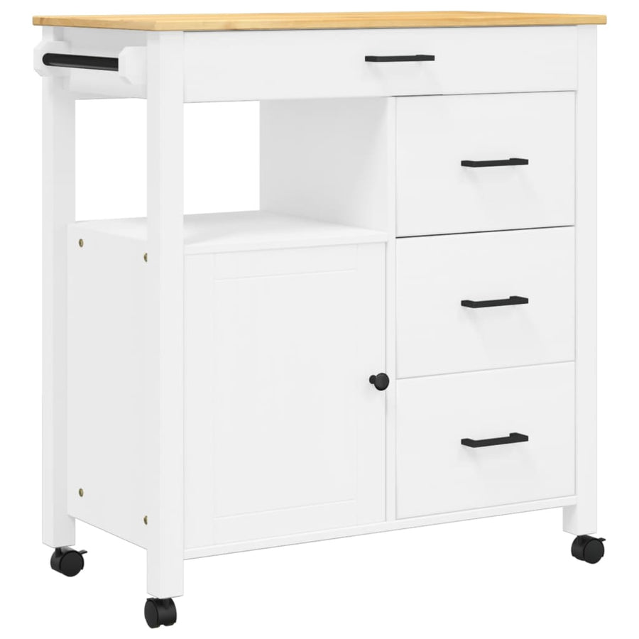 Keukentrolley Monza 84X40X90 Cm Massief Grenenhout Wit