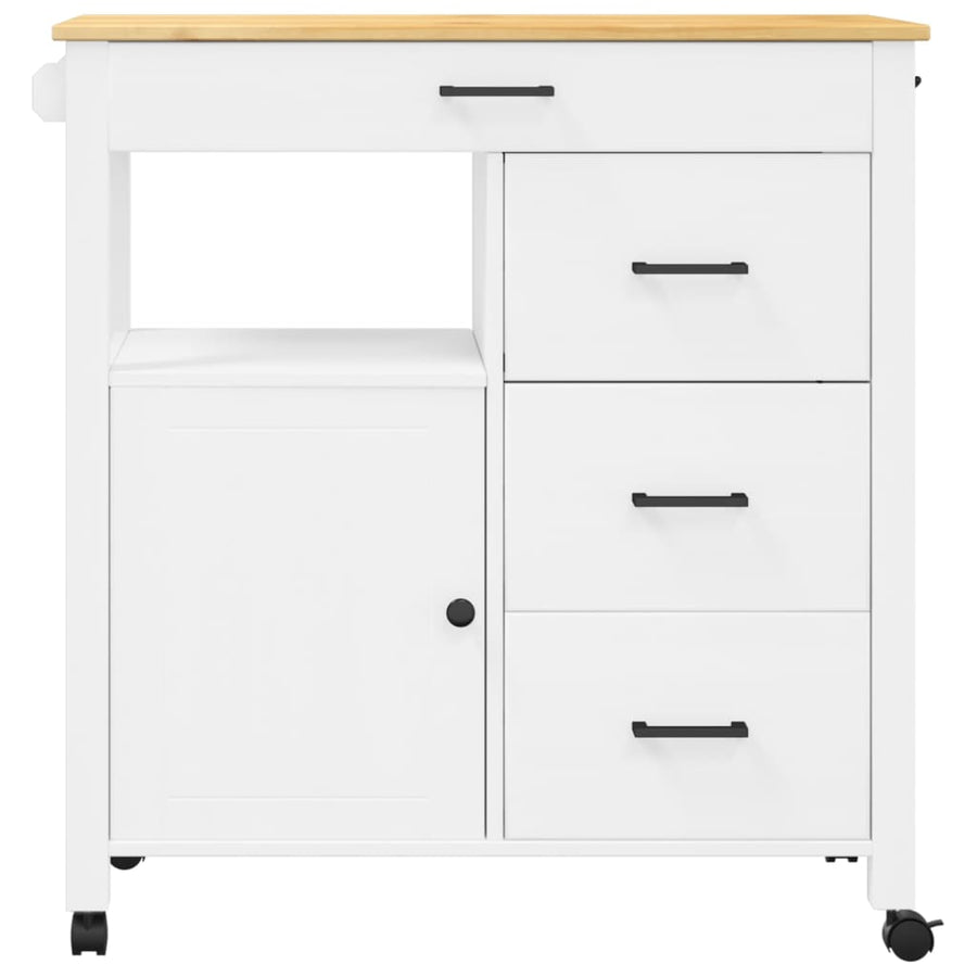 Keukentrolley Monza 84X40X90 Cm Massief Grenenhout Wit