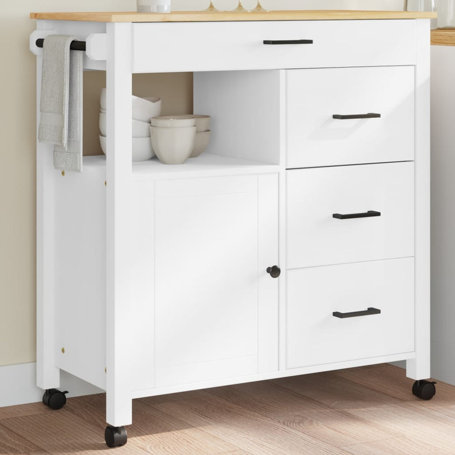 Keukentrolley Monza 84X40X90 Cm Massief Grenenhout Wit