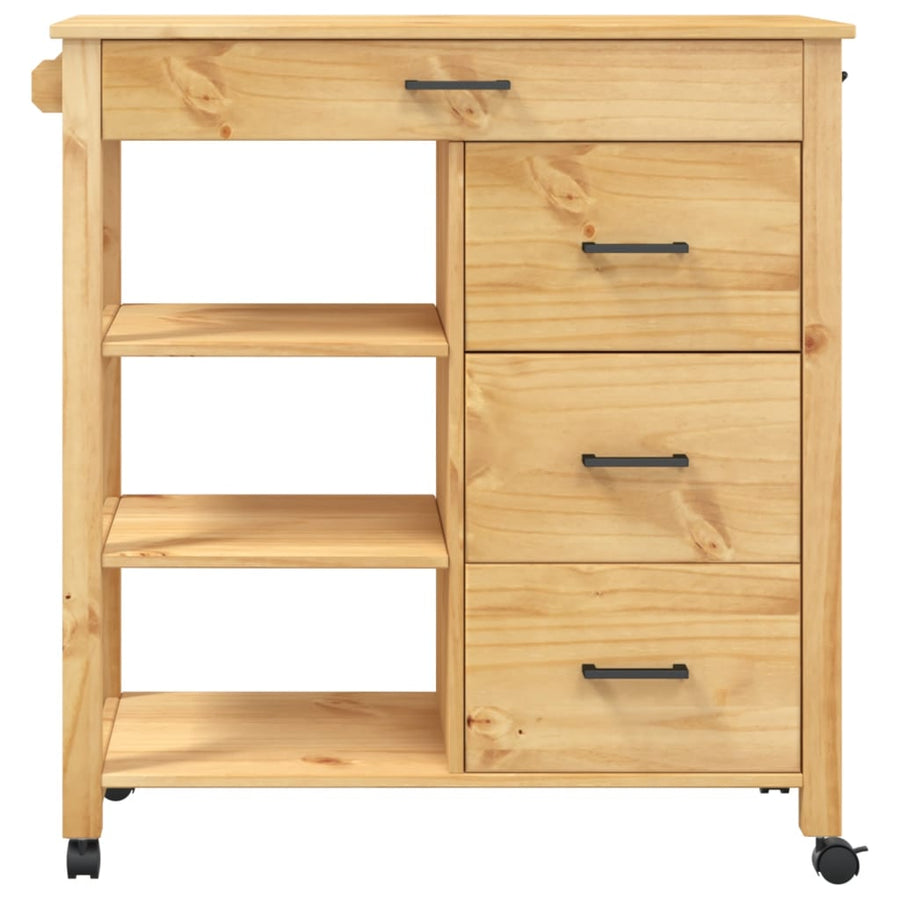 Keukentrolley Monza 84X40X90 Cm Massief Grenenhout Bruin