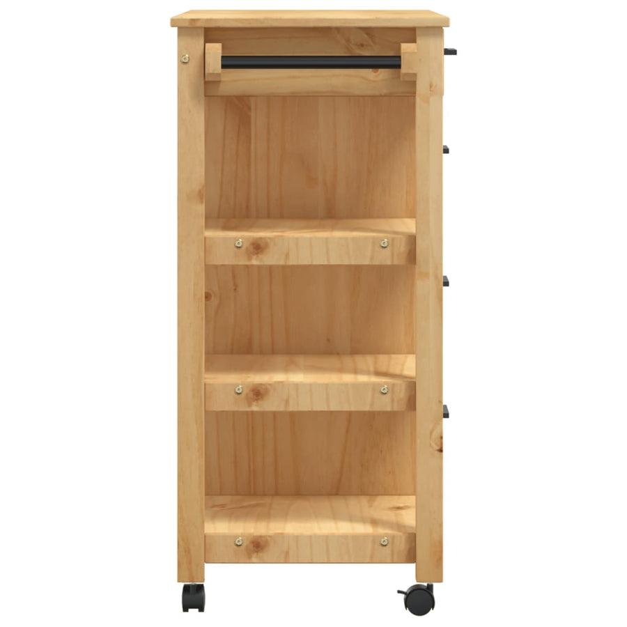 Keukentrolley Monza 84X40X90 Cm Massief Grenenhout Bruin