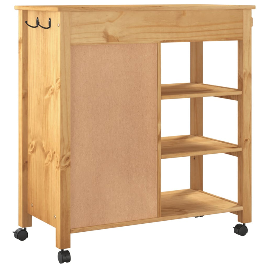Keukentrolley Monza 84X40X90 Cm Massief Grenenhout Bruin