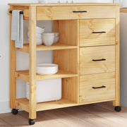 Keukentrolley Monza 84x40x90 cm massief grenenhout honingwas