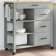 Keukentrolley Monza 84x40x90 cm massief grenenhout grijs
