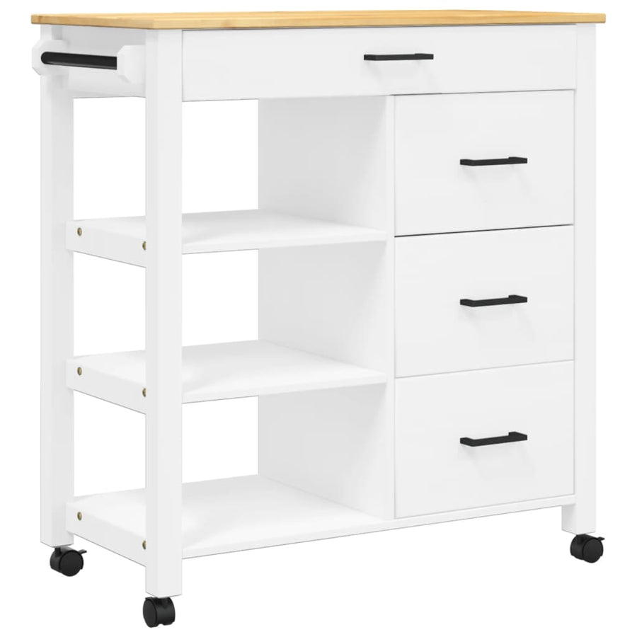 Keukentrolley Monza 84X40X90 Cm Massief Grenenhout Wit