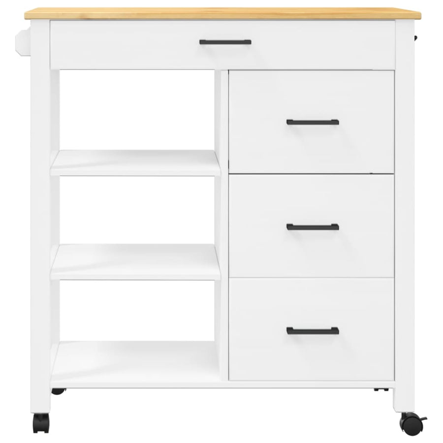 Keukentrolley Monza 84X40X90 Cm Massief Grenenhout Wit