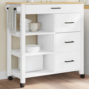 Keukentrolley 84x40x90 cm massief grenenhout wit