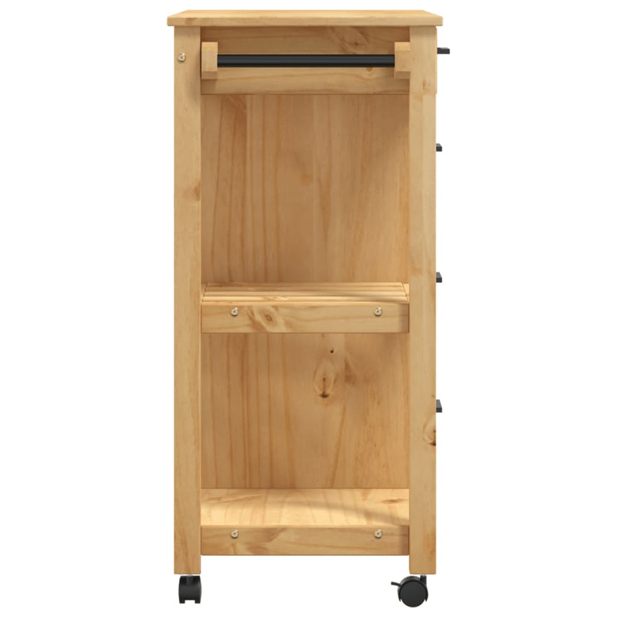 Keukentrolley Monza 84X40X90 Cm Massief Grenenhout Bruin
