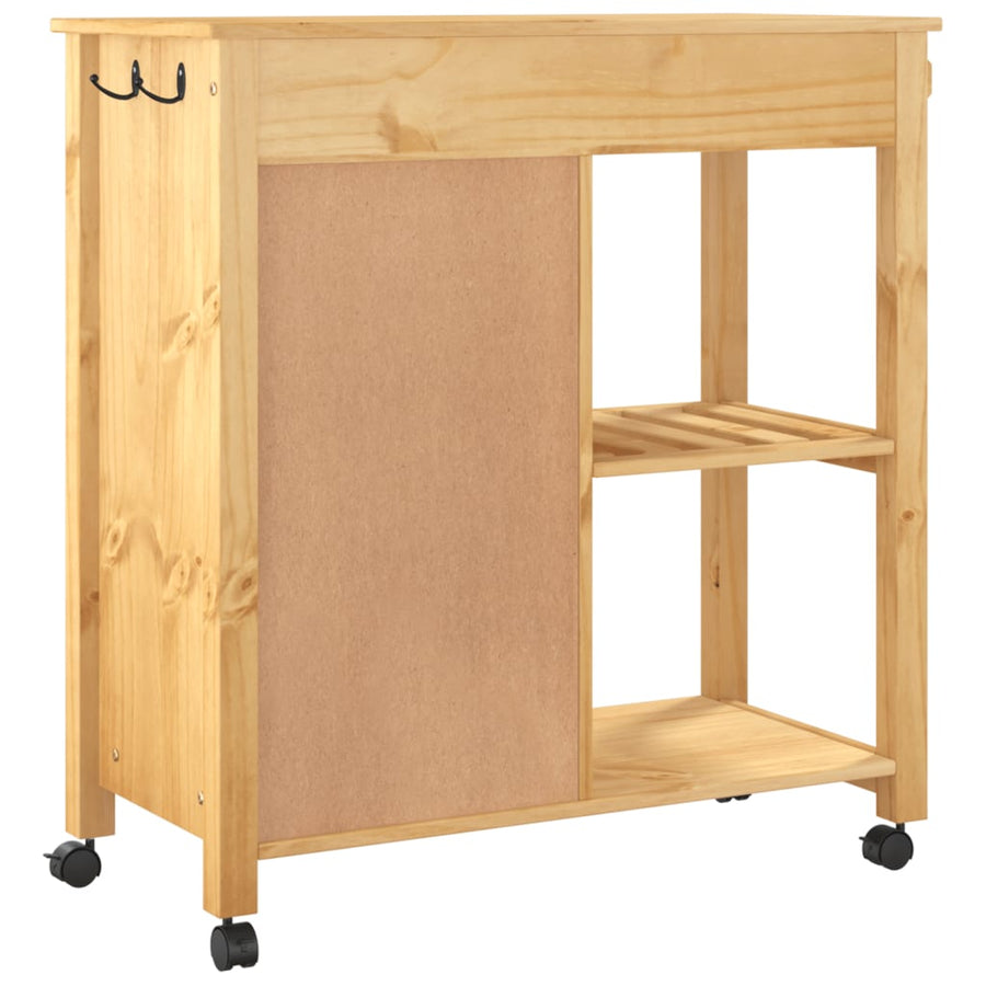 Keukentrolley Monza 84X40X90 Cm Massief Grenenhout Bruin