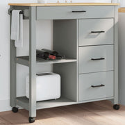 Keukentrolley 84x40x90 cm massief grenenhout grijs