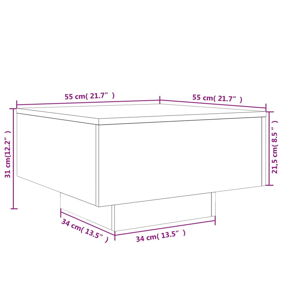 Salontafel Bewerkt Hout 55 x 55 x 31 cm Wit