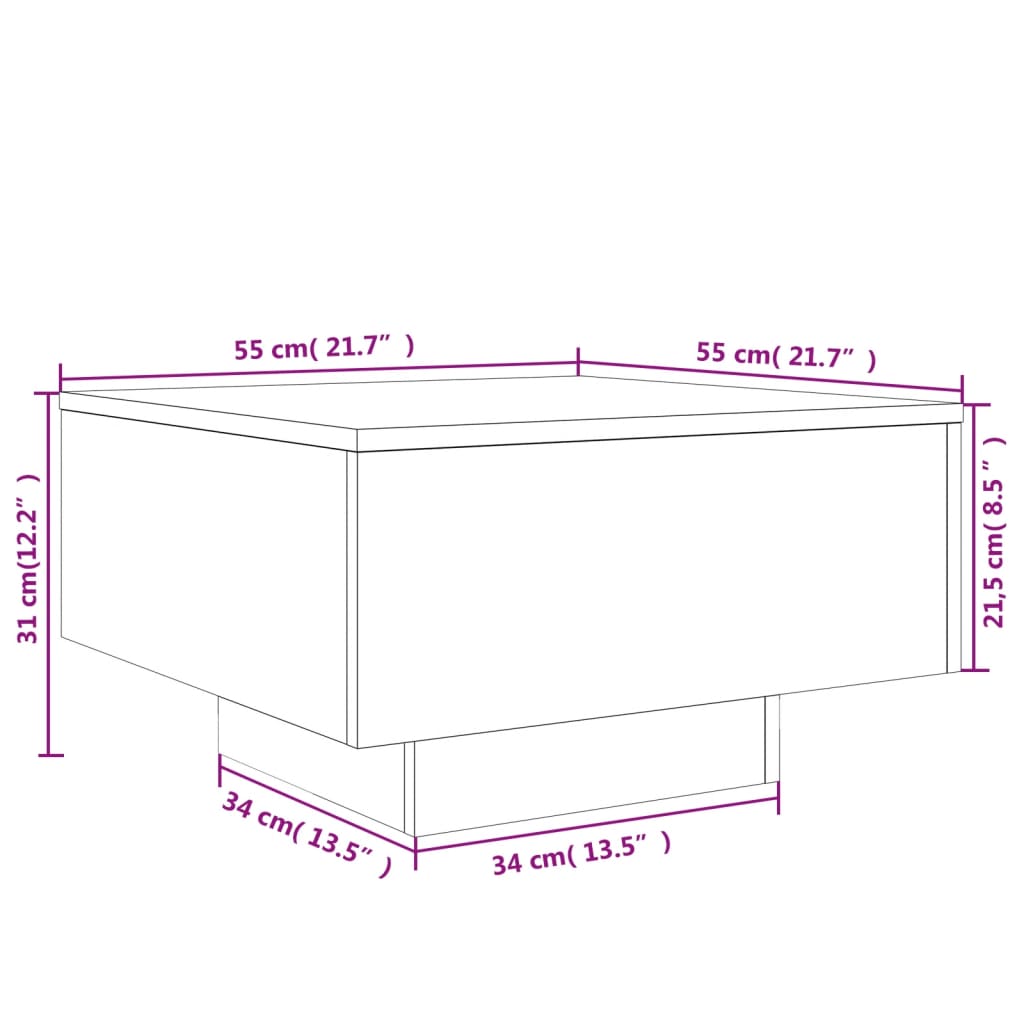 Salontafel Bewerkt Hout 55 x 55 x 31 cm Betongrijs