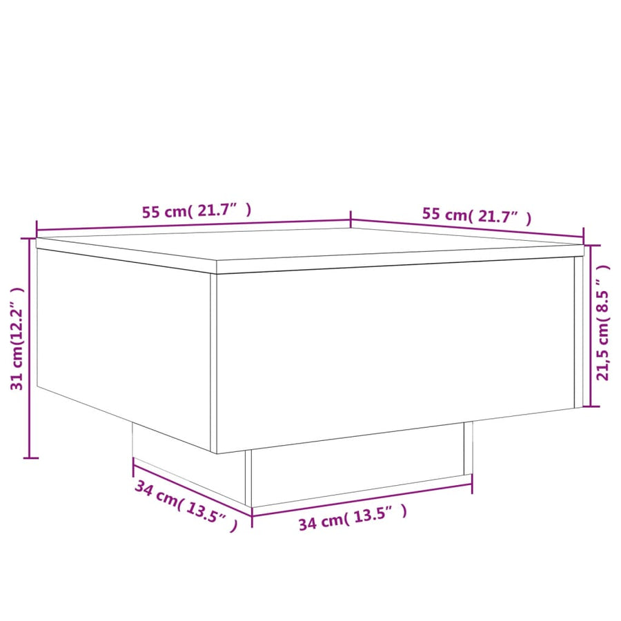 Salontafel Bewerkt Hout 55 x 55 x 31 cm Betongrijs