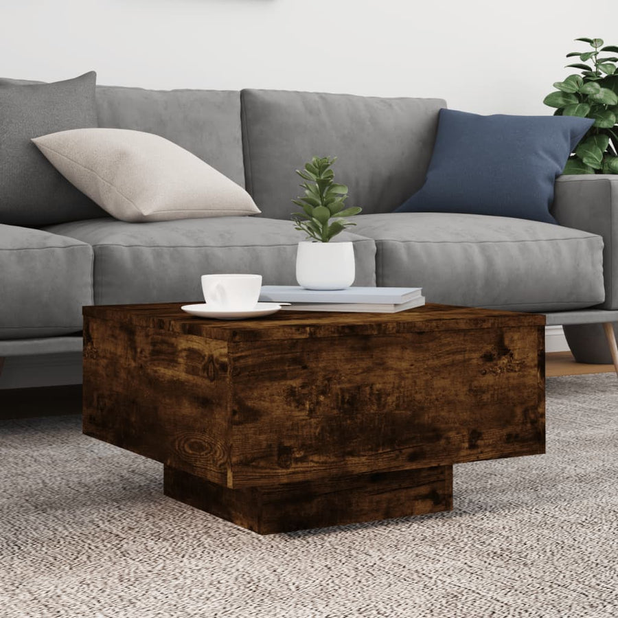 Salontafel 55x55x31 cm bewerkt hout gerookt eikenkleurig 55 x 55 x 31 cm Gerookt eiken