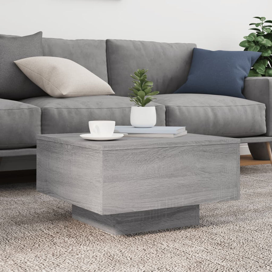 Salontafel 55x55x31 cm bewerkt hout grijs sonoma eikenkleurig 55 x 55 x 31 cm Grijs sonoma