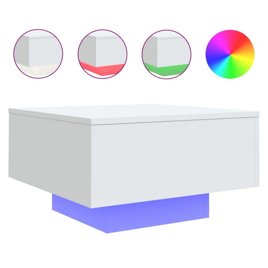 Salontafel Met Led-Verlichting 55 x 55 x 31 cm Wit