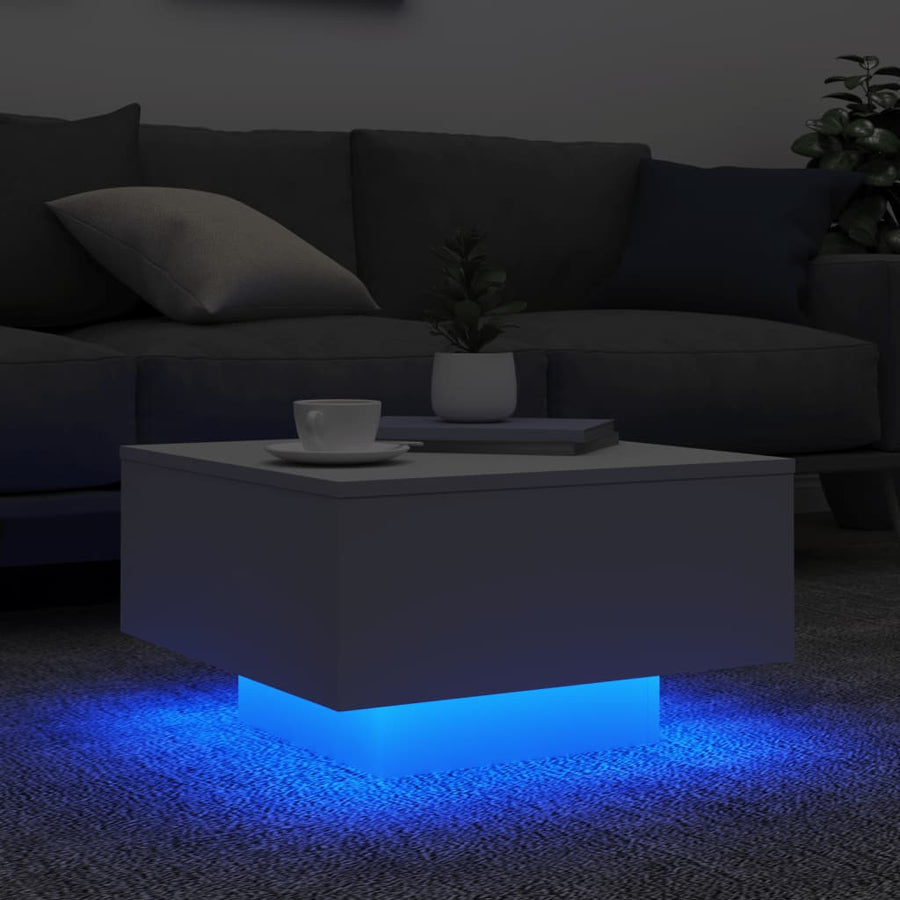 Salontafel Met Led-Verlichting 55 x 55 x 31 cm Wit