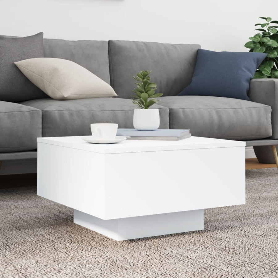 Salontafel Met Led-Verlichting 55 x 55 x 31 cm Wit