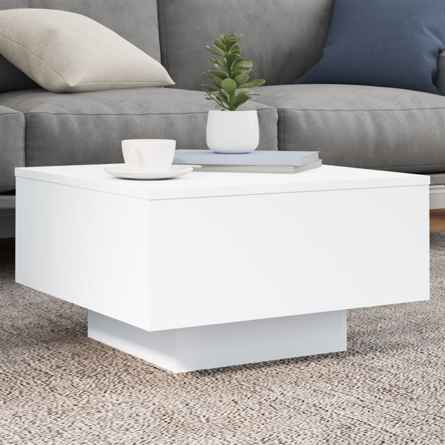 Salontafel Met Led-Verlichting 55 x 55 x 31 cm Wit