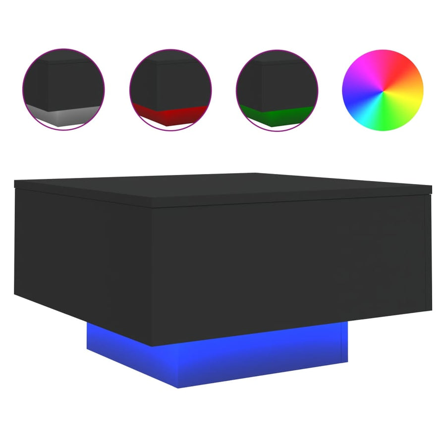 Salontafel Met Led-Verlichting 55 x 55 x 31 cm Zwart