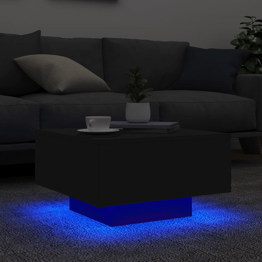 Salontafel Met Led-Verlichting 55 x 55 x 31 cm Zwart