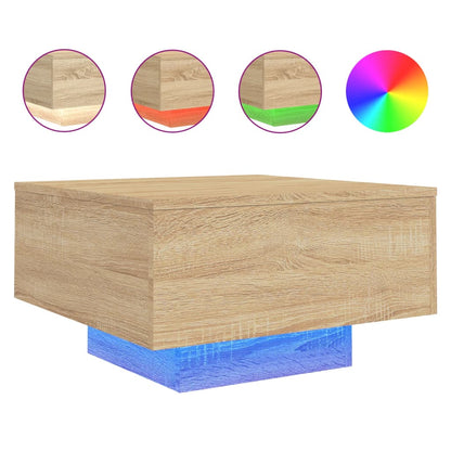 Salontafel Met Led-Verlichting Kleurig 55 x 55 x 31 cm Sonoma eiken