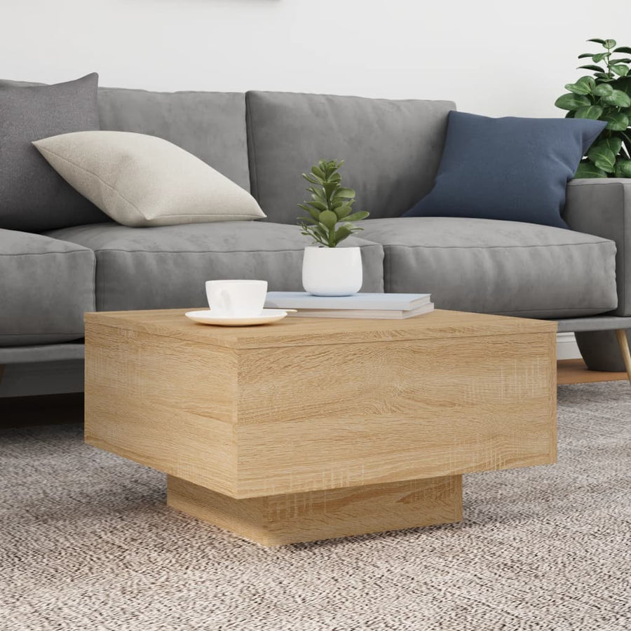 Salontafel Met Led-Verlichting Kleurig 55 x 55 x 31 cm Sonoma eiken