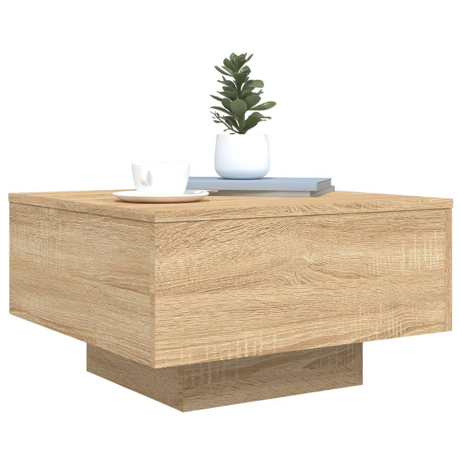 Salontafel Met Led-Verlichting Kleurig 55 x 55 x 31 cm Sonoma eiken