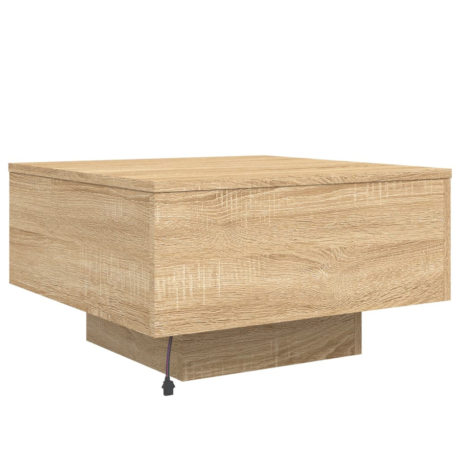 Salontafel Met Led-Verlichting Kleurig 55 x 55 x 31 cm Sonoma eiken