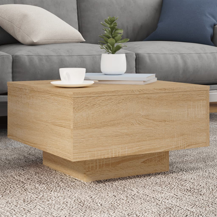 Salontafel Met Led-Verlichting Kleurig 55 x 55 x 31 cm Sonoma eiken