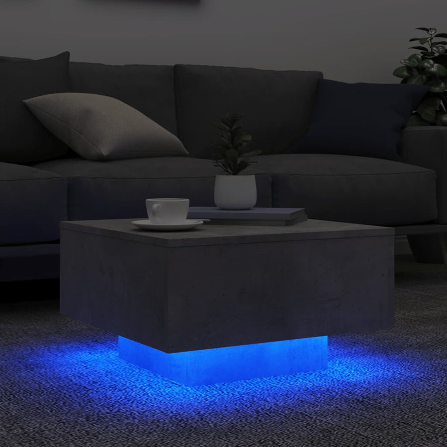 Salontafel Met Led-Verlichting 55 x 55 x 31 cm Betongrijs