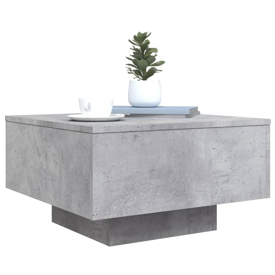 Salontafel Met Led-Verlichting 55 x 55 x 31 cm Betongrijs