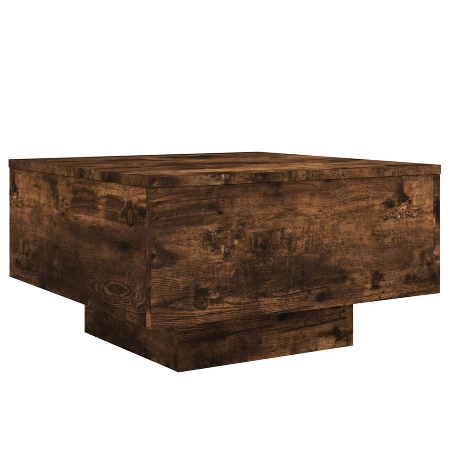Salontafel Met Led-Verlichting Kleurig 55 x 55 x 31 cm Gerookt eiken