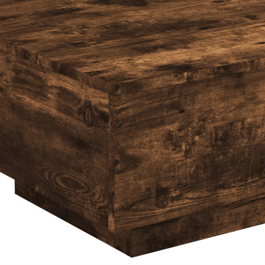 Salontafel Met Led-Verlichting Kleurig 55 x 55 x 31 cm Gerookt eiken