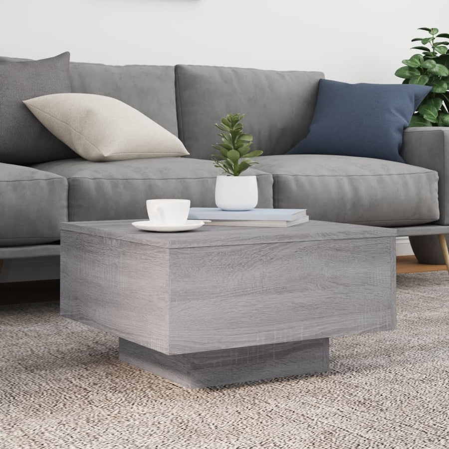 Salontafel Met Led-Verlichting Eiken 55 x 55 x 31 cm Grijs sonoma