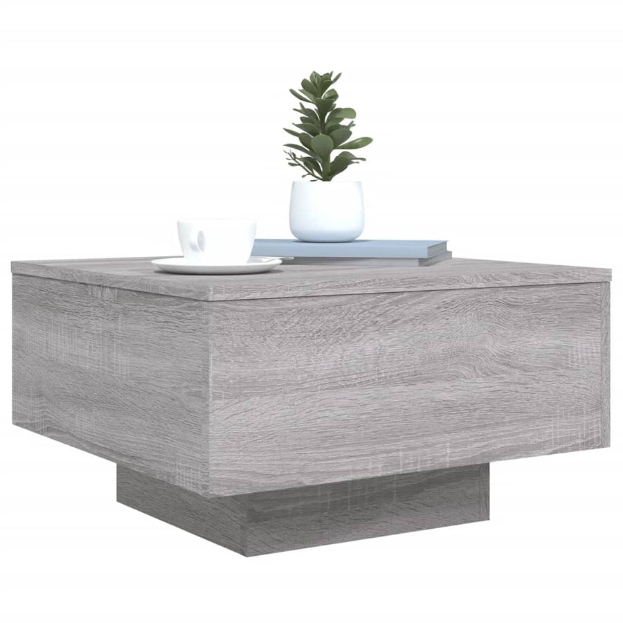 Salontafel Met Led-Verlichting Eiken 55 x 55 x 31 cm Grijs sonoma