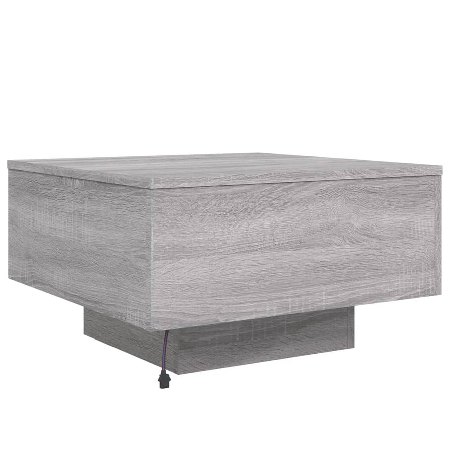 Salontafel Met Led-Verlichting Eiken 55 x 55 x 31 cm Grijs sonoma
