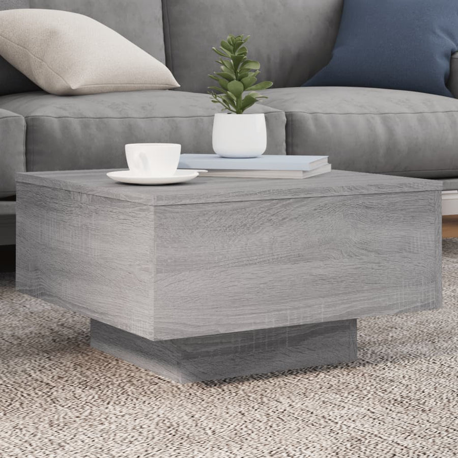 Salontafel Met Led-Verlichting Eiken 55 x 55 x 31 cm Grijs sonoma