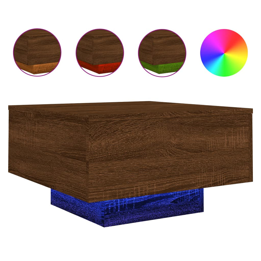 Salontafel Met Led-Verlichting Bruineikenkleurig 55 x 55 x 31 cm bruin eikenkleur