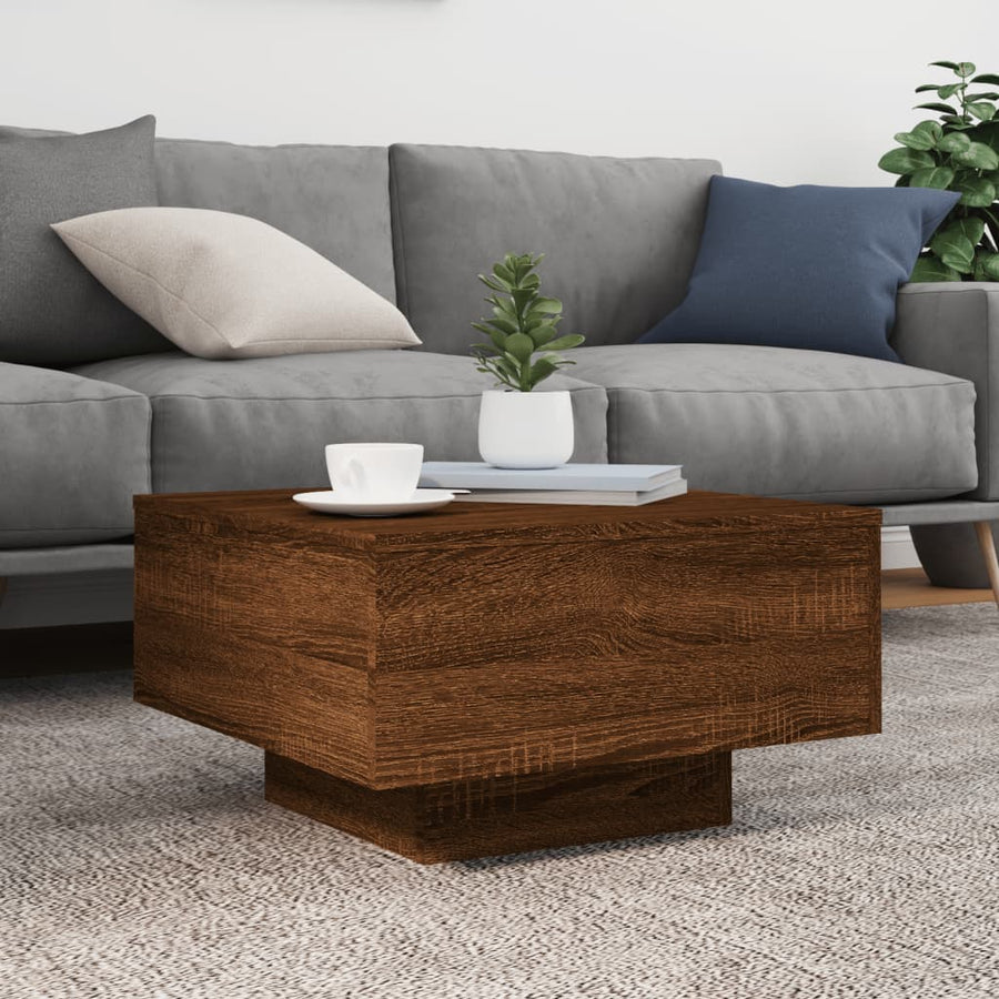 Salontafel Met Led-Verlichting Bruineikenkleurig 55 x 55 x 31 cm bruin eikenkleur