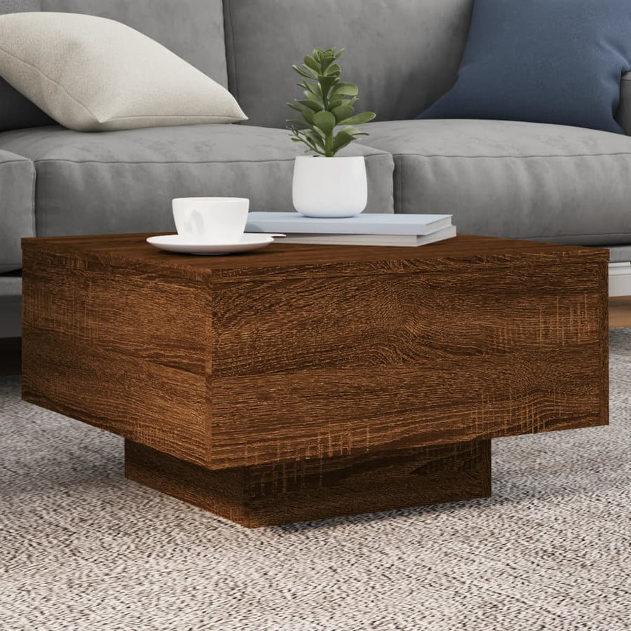 Salontafel Met Led-Verlichting Bruineikenkleurig 55 x 55 x 31 cm bruin eikenkleur