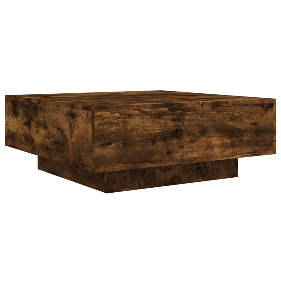 Salontafel 80x80x31 cm bewerkt hout gerookt eikenkleurig 80 x 80 x 31 cm Gerookt eiken