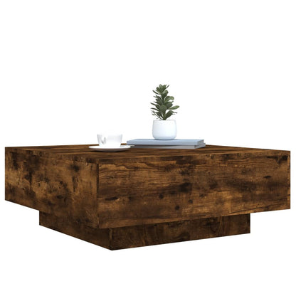 Salontafel 80x80x31 cm bewerkt hout gerookt eikenkleurig 80 x 80 x 31 cm Gerookt eiken