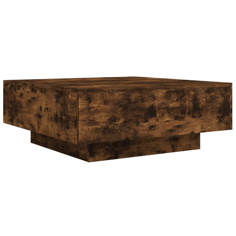 Salontafel 80x80x31 cm bewerkt hout gerookt eikenkleurig 80 x 80 x 31 cm Gerookt eiken