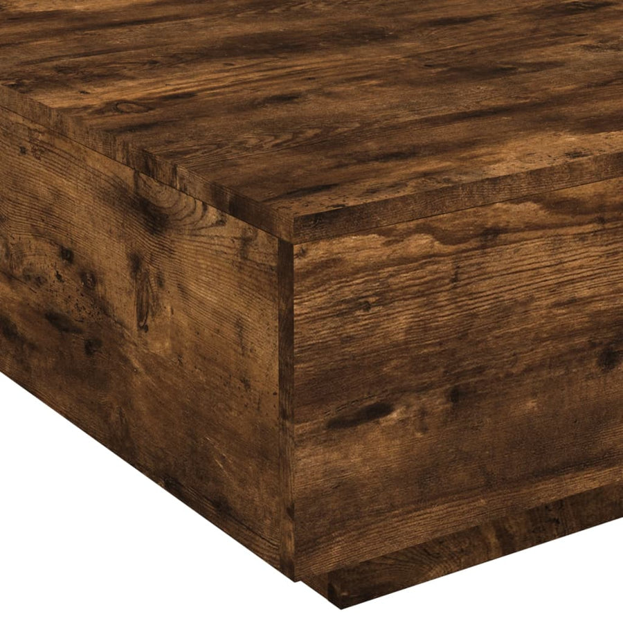 Salontafel 80x80x31 cm bewerkt hout gerookt eikenkleurig 80 x 80 x 31 cm Gerookt eiken