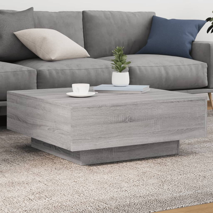 Salontafel 80x80x31 cm bewerkt hout grijs sonoma eikenkleurig 80 x 80 x 31 cm Grijs sonoma